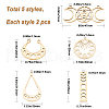 CREATCABIN 10Pcs 5 Style 201 Stainless Steel Laser Cut Pendants STAS-CN0001-23G-2