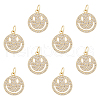 DICOSMETIC 8Pcs Brass Micro Pave Clear Cubic Zirconia Pendants ZIRC-DC0001-30-1