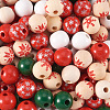 140Pcs 7 Styles Painted Natural Wood European Beads WOOD-TA0001-65-4
