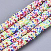 Rainbow Color Handmade Polymer Clay Beads Strands CLAY-R091-6mm-02-1