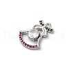 Rack Plating Brass with Cubic Zirconia Pendants KK-Q010-05P-2