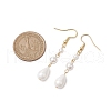 Teardrop Shell Pearl & Brass Dangle Earrings for Women EJEW-TA00513-3