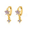 925 Sterling Silver Cubic Zirconia Plum Blossom Hoop Earrings IM8168-5-2