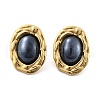 201 Stainless Steel Oval Stud Earrings EJEW-P304-05G-4