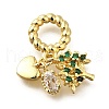 Brass Pave Green & Clear Cubic Zirconia European Dangle Charms KK-Q066-02G-1