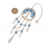 Wire Wrapped Natural Aquamarine Chip Tree of Life Window Hanging Prism Ornaments HJEW-TA00283-01-3