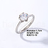 Mother's Day Rings Flat Round Platinum Brass Adjustable Ring with Cubic Zirconia EG7863-14-1
