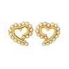 Heart Brass Stud Earrings EJEW-H158-09G-4