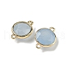 Brass Pave Dyed Natural White Jade Faceted Flat Round Connector Charms G-U028-04G-10-2