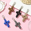 Handmade Woven Polyester & Spandex Cross Pendant Decorations HJEW-JM02690-5