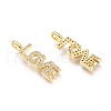 Brass Micro Pave Clear Cubic Zirconia Pendants ZIRC-Q023-06G-1