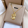 Cat Shaped Brass Micro Pave Clear and Black Cubic Zirconia
Pendant Necklaces FS-WG44377-01-5