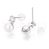 Brass Natural Pearl Stud Earrings PEAR-N020-08G-3