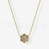 Brass Pave Natural Gray Quartz Hexagon Pendant Necklaces for Women FS-WG13B5A-04-1