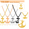 FIBLOOM 4Pcs 4 Colors Stainless Steel Anchor Pendant Necklaces Set with Box Chains for Men NJEW-FI0001-26-3