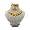 Alloy Round Beads Bracelets & Earrings & Bib Necklaces & Rings Sets FS-WGADEFF-01-2