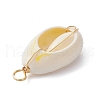 5Pcs Natural Cowrie Shell Copper Wire Wrapped Pendants PALLOY-JF02277-01A-3