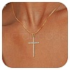 Cross Brass Micro Pave Clear Cubic Zirconia Pendant Necklaces for Women FS-WGED8DC-08-1