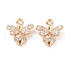 Brass Micro Pave Clear Cubic Zirconia Charms KK-G418-11G-1