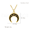 Stylish Stainless Steel Black Enemel Double Horn Pendant Necklaces for Women's Daily Wear VF2621-2-3