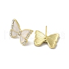 Butterfly Alloy & Enamel Stud Earrings with Clear Cubic Zirconia for Women EJEW-K282-03G-2