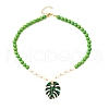 2Pcs Leaf Alloy Enamel Pendant Necklaces for Women NJEW-JN05350-6