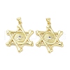 Rack Plating Star of David Brass Micro Pave Cubic Zirconia Pendants KK-E102-07G-1