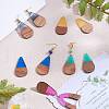 16Pcs 8 Styles Transparent Resin & Walnut Wood Pendants RESI-SZ0001-82-5