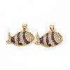 Brass Micro Pave Clear Cubic Zirconia Pendants ZIRC-F135-03G-02-2