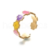201 Stainless Steel Enamel Open Cuff Ring for Women RJEW-A053-03G-01-3
