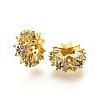 Flower Brass Micro Pave Cubic Zirconia European Beads KK-V008-19G-01-1