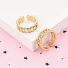 Brass Micro Pave Clear Cubic Zirconia Cuff Rings for Women KK-T074-03G-1