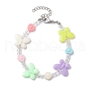 Butterfly & Heart Acrylic Kid Beaded Bracelets for Girls BJEW-JB10220-02-1