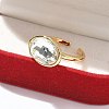 Mother's Day Rings Oval Brass Cuff Rings for Women RJEW-G337-06G-03-5