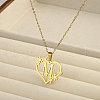 201 Stainless Steel Flower Heart Initial Pendant Necklaces for Women FS-WG08285-06-1