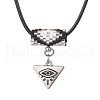 Glass Seed Beaded & Alloy Triangle Evil Eye Pendant Necklaces NJEW-MZ00110-01-2