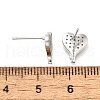 Heart Brass Micro Pave Cubic Zirconia Ear Studs EJEW-D304-35G-3