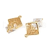 Brass Clear Cubic Zirconia Rhombus Tree of Life Connector Charms KK-B137-17G-1