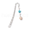 Synthetic Turquoise Tortoise Starfish Pendant Bookmarks with Natural Lava Rock AJEW-JK00285-01-1