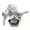 Black Lip Shell Flower Alloy Brooch JEWB-Z019-01C-2
