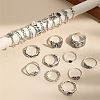 21Pcs Alloy Enamel with Plastic Pearl Finger Rings Sets FS-WG05D6A-01-4