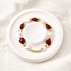 Valentine's Day ABS Imitation Pearl Beads Stretch Bracelets for Women BJEW-D317-08C-G-1