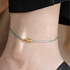 Adjustable Brass Fish Braided Bead Anklets WGBBA61-01-2