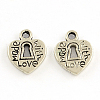 Tibetan Style Heart Lock Alloy Charms TIBEP-A5021-AS-RS-1