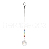 Chakra Round Ball Crystal Suncatcher Dowsing Pendulum Pendants PALLOY-JF00461-02-6
