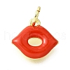 Brass Enamel Charms KK-V007-39G-1