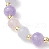 Natural Aquamarine & Rose Quartz & Amethyst Beads Charm Bracelets for Women BJEW-JB11731-4