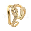 Brass Micro Pave Cubic Zirconia Adjustable Cuff Rings RJEW-C130-02G-4