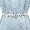 White Acrylic Imitiaotn Pearl Beaded Elastic Chain Belts with Alloy Buckles WGEAB88-01-1