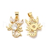 Rack Plating Brass Micro Pave  Cubic Zirconia Pendants KK-B068-45G-1